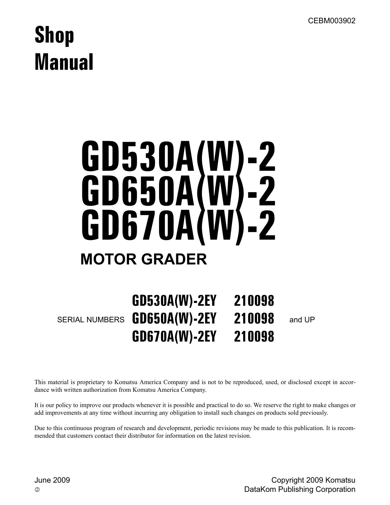 GD530A(W)-2EY GD650A(W)-2EY GD670A(W)-2EY Shop Manual